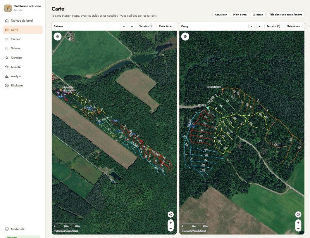 Plateforme acéricole — Cartes Mergin Maps